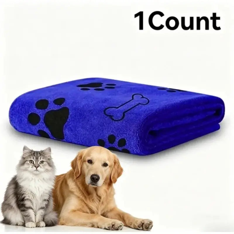 Ultrafine Fiber Super Absorbent Pet Grooming Towel for Dogs, 60x100 cm, Quick-Dry and Soft with Claw Print Design