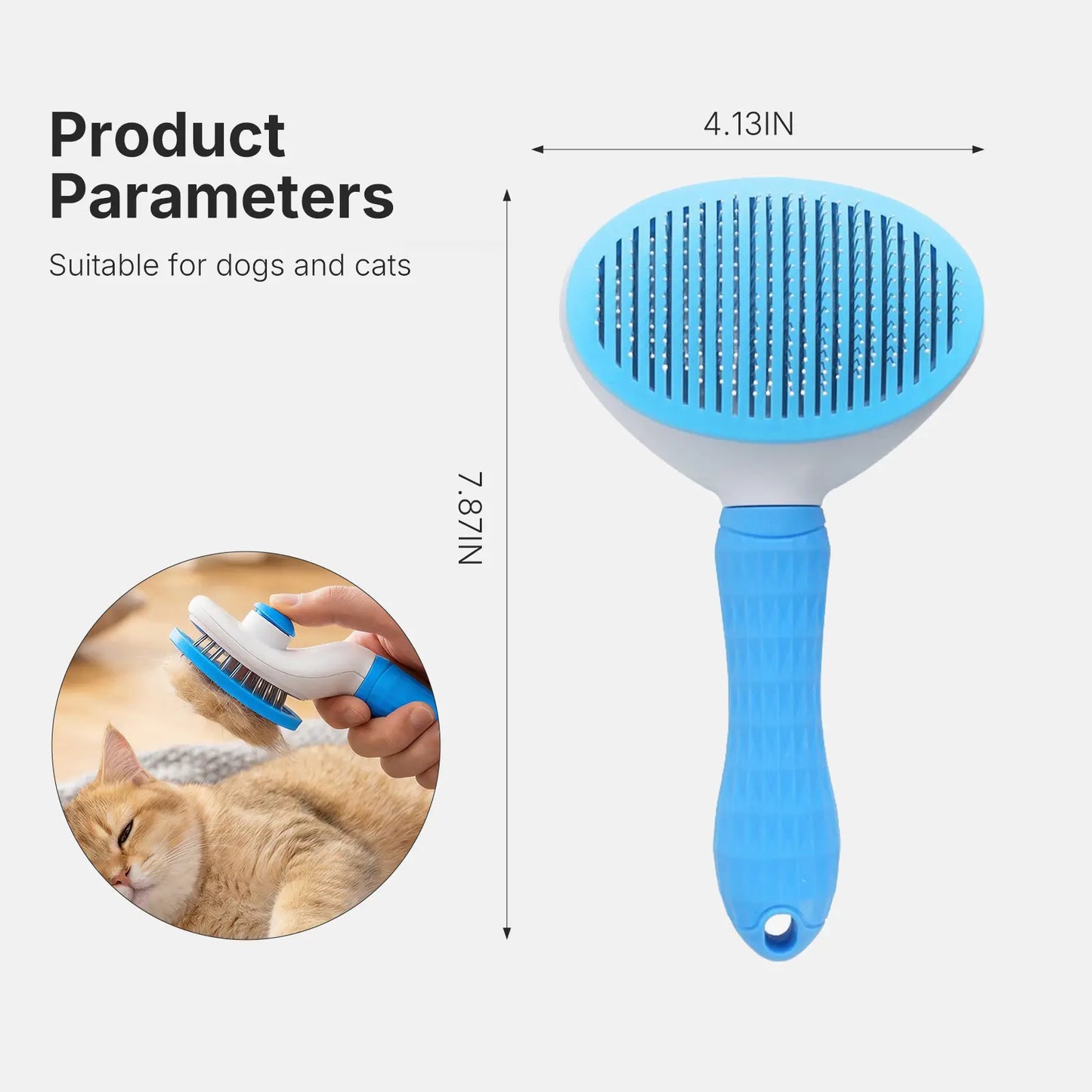 Self-Cleaning Slicker Brush for Cats and Dogs - Professional Pet Grooming Tool for Shedding, Gentle Massage, and Effortless Hair Removal, Blue