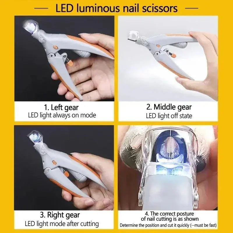 Professional Pet Nail Clipper with LED Light - Safe and Painless Trimming Scissors for Dogs and Cats