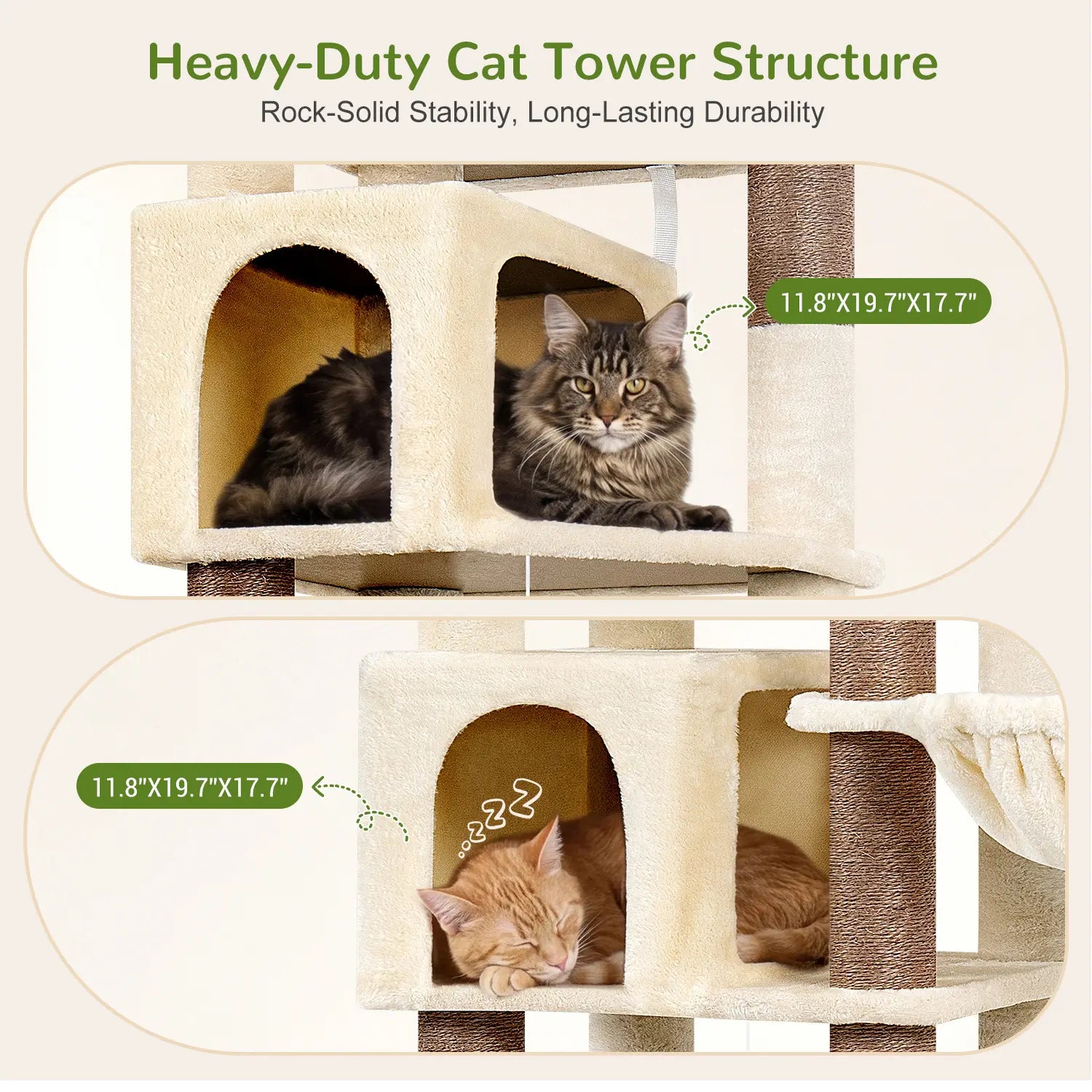 Globlazer Premium Heavy-Duty 82" Cat Mansion - Space-Saving Corner Cat Furniture Featuring 2 Condos and 7 Sisal Scratching Posts