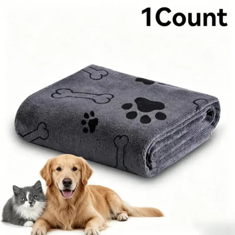 Ultrafine Fiber Super Absorbent Pet Grooming Towel for Dogs, 60x100 cm, Quick-Dry and Soft with Claw Print Design