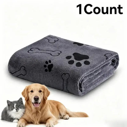 Ultrafine Fiber Super Absorbent Pet Grooming Towel for Dogs, 60x100 cm, Quick-Dry and Soft with Claw Print Design