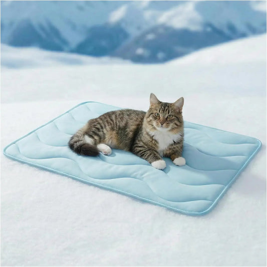 Large Dog Cooling Mat - 30" x 20" Self-Cooling Pet Pad for Dogs and Cats, QMAX > 0.5, Thickened Cool Fiber, Durable and Portable for Indoor/Outdoor Use, Blue