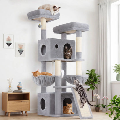 Globlazer F64B 64-Inch Heavy-Duty Multi-Level Cat Tower for Multiple Cats
