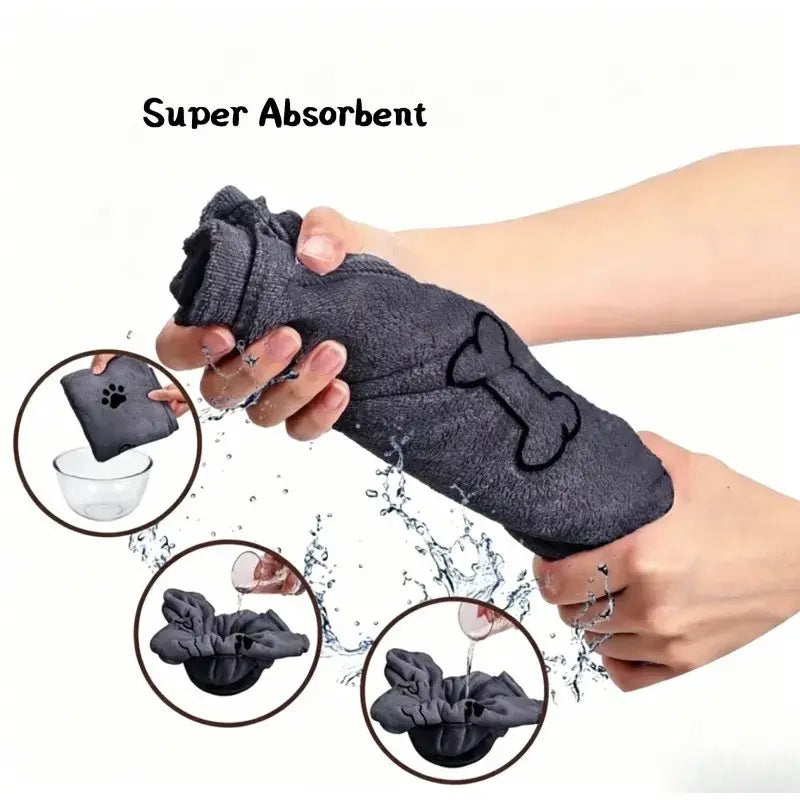 Ultrafine Fiber Super Absorbent Pet Grooming Towel for Dogs, 60x100 cm, Quick-Dry and Soft with Claw Print Design