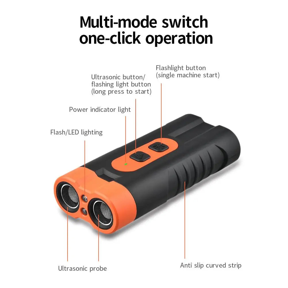Upgraded Dual-Head Ultrasonic Dog Repeller and Bark Control Flashlight - 2-in-1 Rechargeable Portable Device for Pet Owners and Dog Walkers