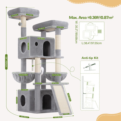 Globlazer F64B 64-Inch Heavy-Duty Multi-Level Cat Tower for Multiple Cats
