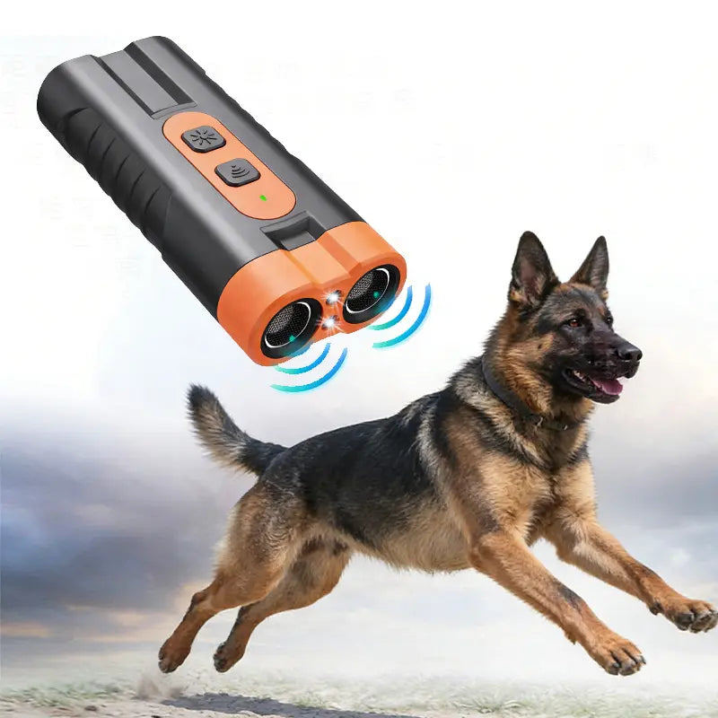 Upgraded Dual-Head Ultrasonic Dog Repeller and Bark Control Flashlight - 2-in-1 Rechargeable Portable Device for Pet Owners and Dog Walkers