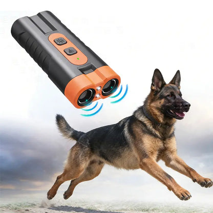 Upgraded Dual-Head Ultrasonic Dog Repeller and Bark Control Flashlight - 2-in-1 Rechargeable Portable Device for Pet Owners and Dog Walkers