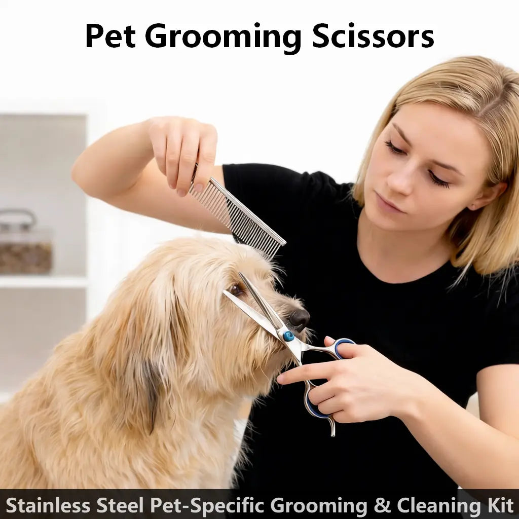 Professional 6-in-1 Pet Grooming Scissors Set | Safety Round Tips | Durable Stainless Steel | Dog and Cat Hair Cutting Kit