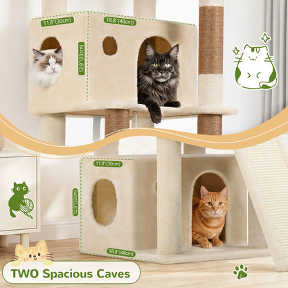 Globlazer F64B 64-Inch Heavy-Duty Multi-Level Cat Tower for Multiple Cats