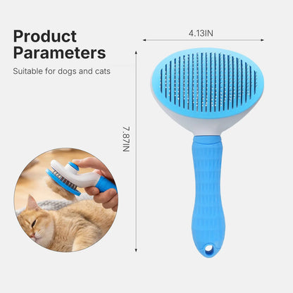Self-Cleaning Slicker Brush for Cats and Dogs - Professional Pet Grooming Tool for Shedding, Gentle Massage, and Effortless Hair Removal, Blue