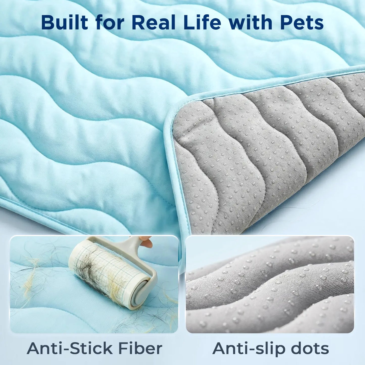 Large Dog Cooling Mat - 30" x 20" Self-Cooling Pet Pad for Dogs and Cats, QMAX > 0.5, Thickened Cool Fiber, Durable and Portable for Indoor/Outdoor Use, Blue