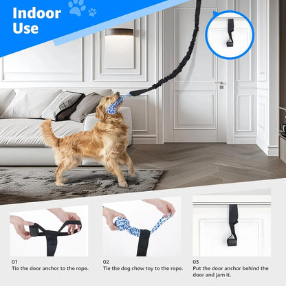Spring Pole Tug of War Rope Toys for Medium to Large Dogs - Interactive Bungee Exercise Ropes for Indoor and Outdoor Use (Door Style)