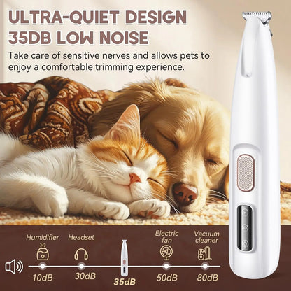 Multifunctional Waterproof Rechargeable Pet Hair Trimmer with LED Light for Small Dogs and Cats - Quiet 50dB Shaving Tool for Paws, Eyes, Ears, Face, and Buttocks