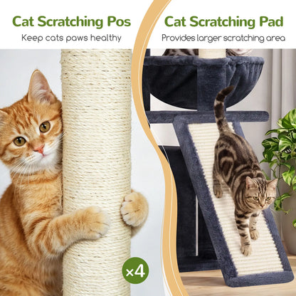 Globlazer F64B 64-Inch Heavy-Duty Multi-Level Cat Tower for Multiple Cats