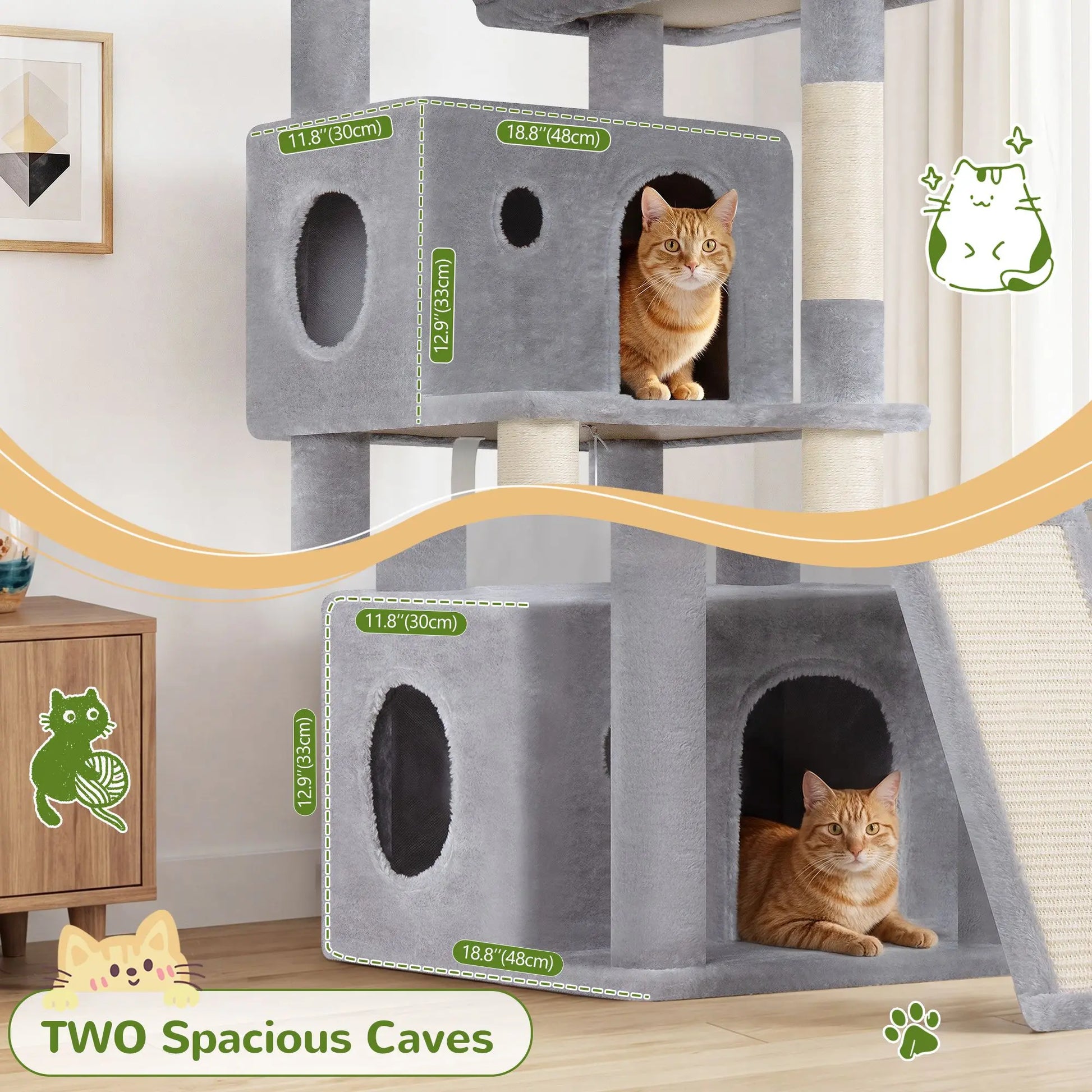 Globlazer F64B 64-Inch Heavy-Duty Multi-Level Cat Tower for Multiple Cats