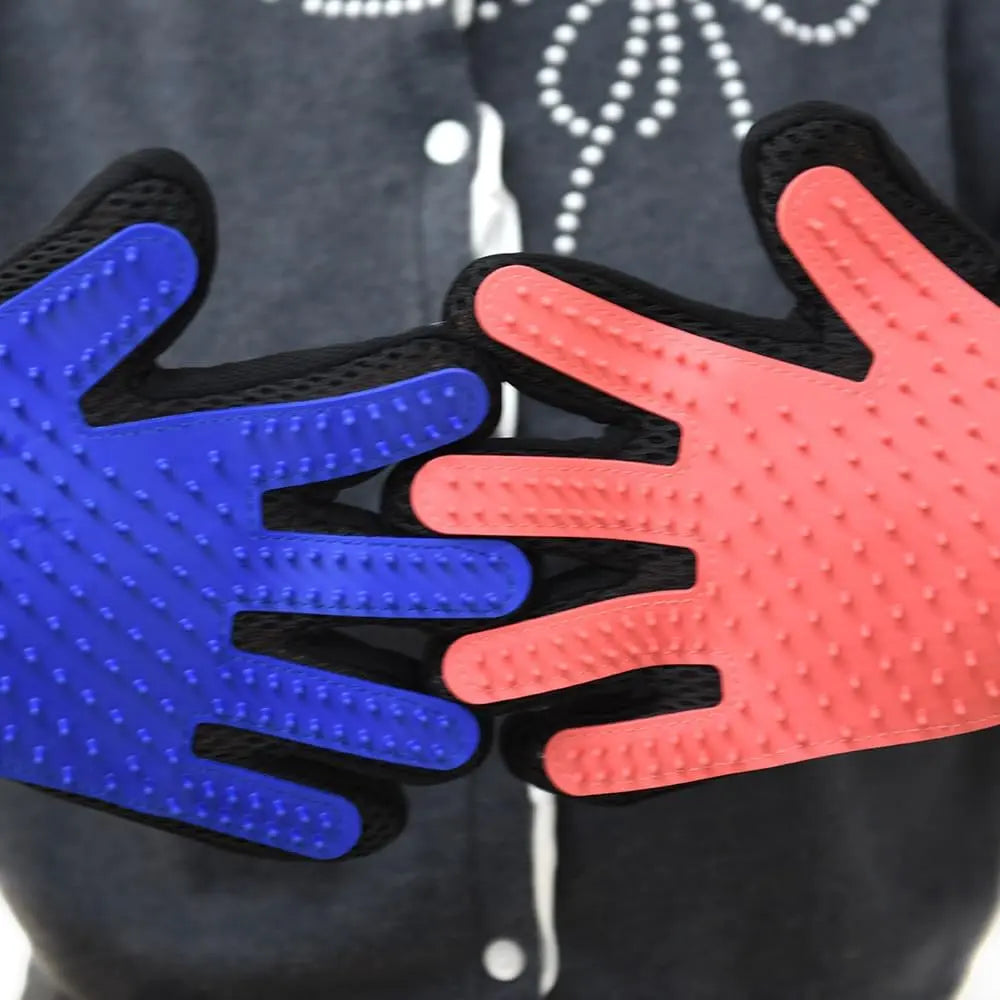 2-Pack Pet Grooming Gloves for Dogs and Cats – Deshedding Brush with Adjustable Wrist Straps (Blue and Pink)