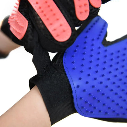 2-Pack Pet Grooming Gloves for Dogs and Cats – Deshedding Brush with Adjustable Wrist Straps (Blue and Pink)