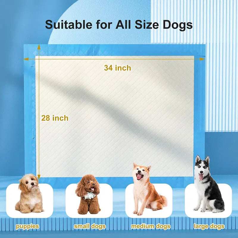 Extra Large Super Absorbent Leak-Proof Dog Training Pads – 100 Count Quick Dry
