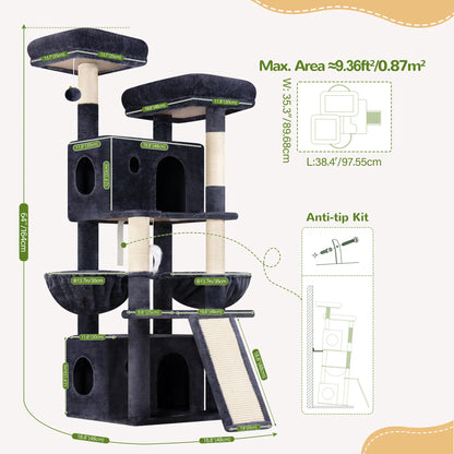 Globlazer F64B 64-Inch Heavy-Duty Multi-Level Cat Tower for Multiple Cats
