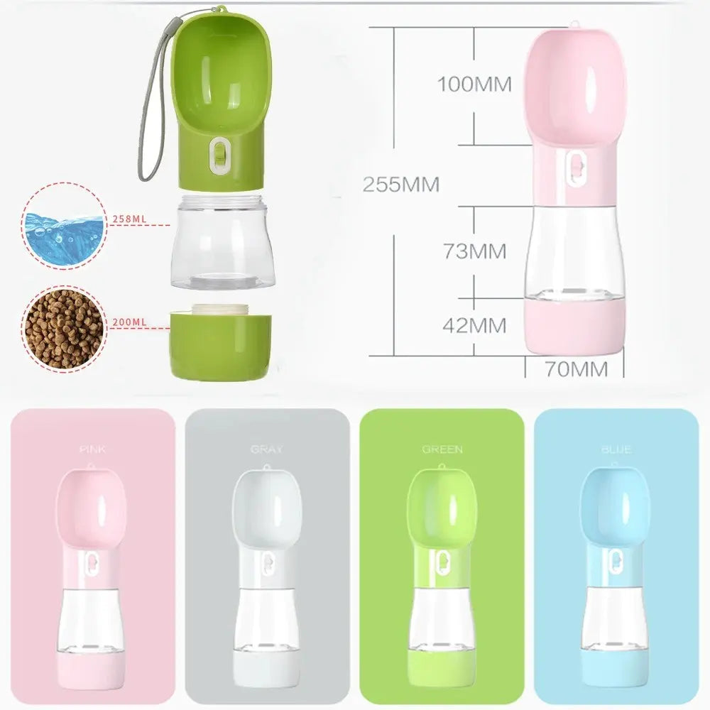Portable Pet Travel Water and Food Bowl Set, 258ML Water Capacity + 200ML Food Feeder, Leak-Proof and Easy to Clean, Ideal for Outdoor Hiking with Cats and Dogs