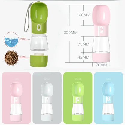 Portable Pet Travel Water and Food Bowl Set, 258ML Water Capacity + 200ML Food Feeder, Leak-Proof and Easy to Clean, Ideal for Outdoor Hiking with Cats and Dogs