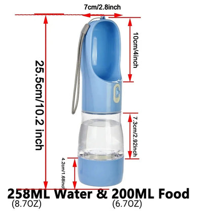Portable Pet Travel Water and Food Bowl Set, 258ML Water Capacity + 200ML Food Feeder, Leak-Proof and Easy to Clean, Ideal for Outdoor Hiking with Cats and Dogs
