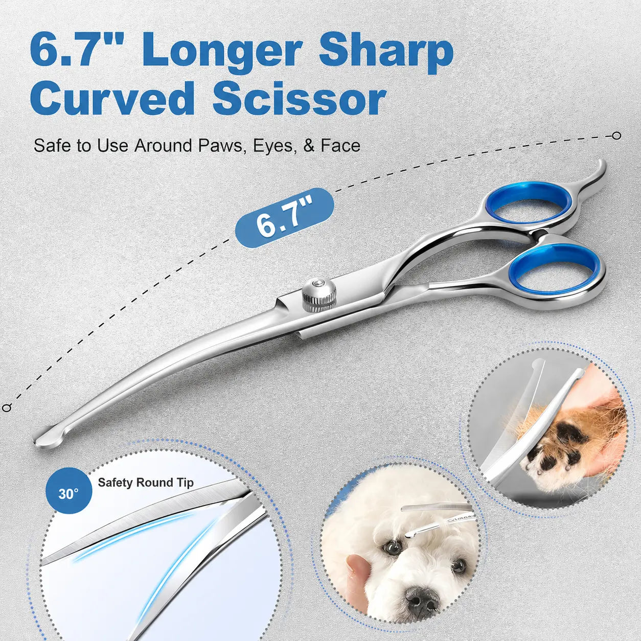 Professional 6-in-1 Pet Grooming Scissors Set | Safety Round Tips | Durable Stainless Steel | Dog and Cat Hair Cutting Kit