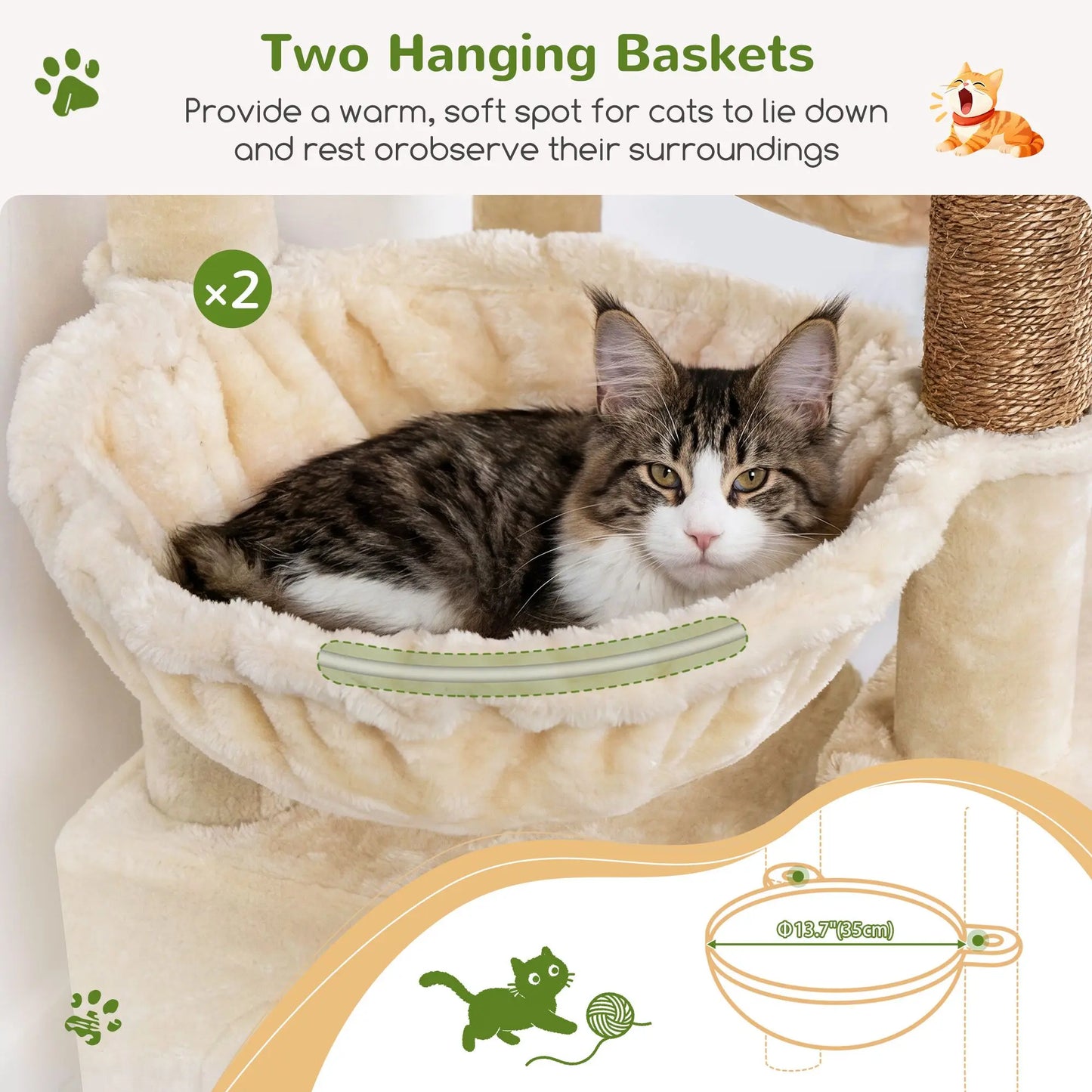 Globlazer F64B 64-Inch Heavy-Duty Multi-Level Cat Tower for Multiple Cats