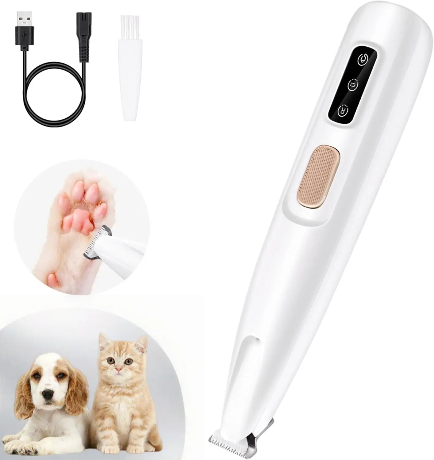 Multifunctional Waterproof Rechargeable Pet Hair Trimmer with LED Light for Small Dogs and Cats - Quiet 50dB Shaving Tool for Paws, Eyes, Ears, Face, and Buttocks
