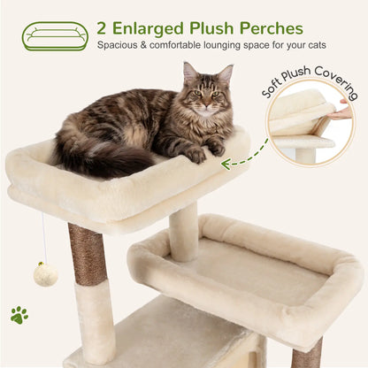 Globlazer Premium Heavy-Duty 82" Cat Mansion - Space-Saving Corner Cat Furniture Featuring 2 Condos and 7 Sisal Scratching Posts